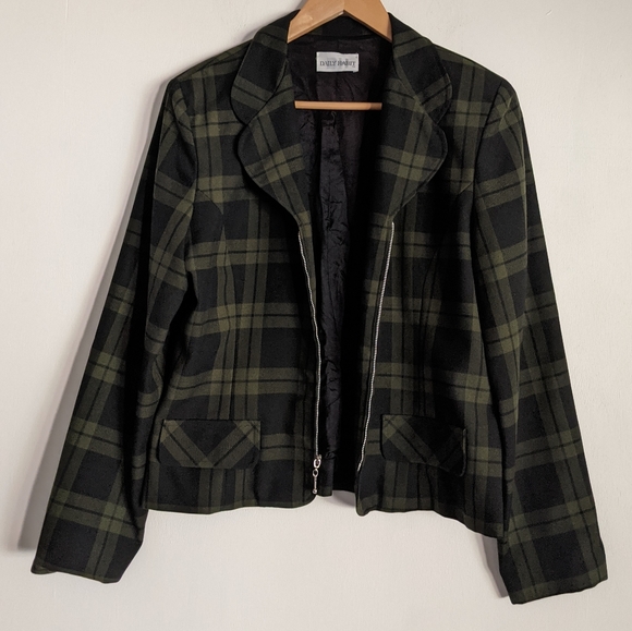 VTG 90's DAILY HABIT Plaid Blazer Zip Front Jacket - Picture 2 of 11